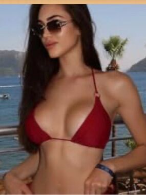 NWT! Relleciga red wine Triangle Bikini Top, large